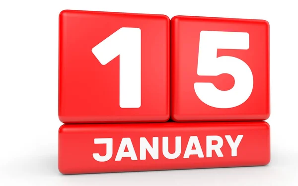 15. Januar Kalenderblatt auf weißem Hintergrund. — Stockfoto
