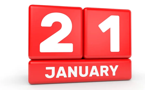 21 stycznia. Kalendarz na białym tle. — Zdjęcie stockowe