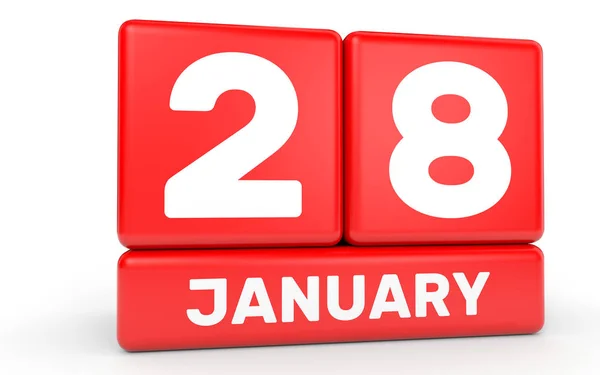 28. Januar Kalender auf weißem Hintergrund. — Stockfoto