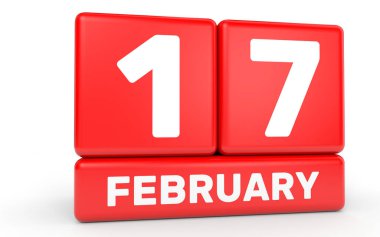 17 Şubat. Beyaz arka plan üzerinde takvim.