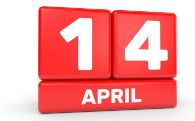 14 Nisan. Beyaz arka plan üzerinde takvim.