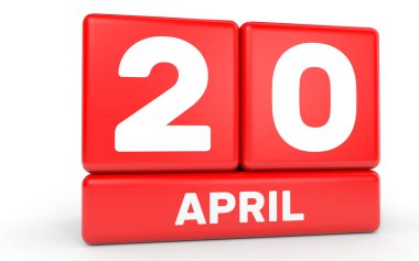 20 Nisan. Beyaz arka plan üzerinde takvim.