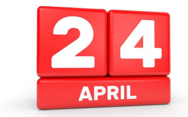 24 Nisan. Beyaz arka plan üzerinde takvim.