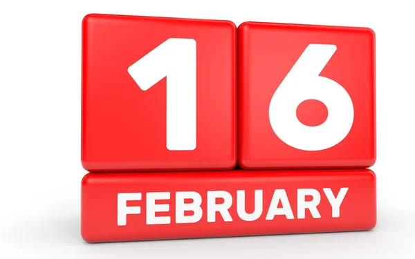 16 de febrero. Calendario sobre fondo blanco . — Foto de Stock