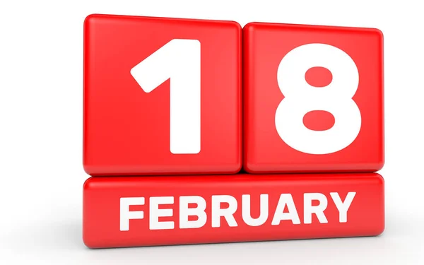 18. Februar Kalender auf weißem Hintergrund. — Stockfoto