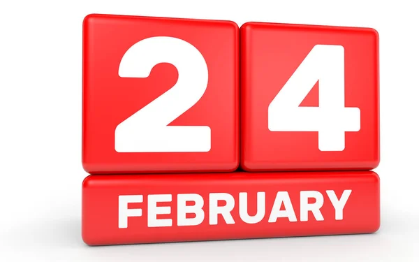 24 febbraio. Calendario su sfondo bianco . — Foto Stock