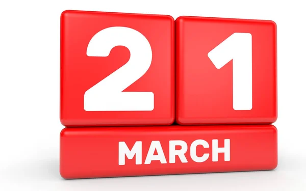 21 marca. Kalendarz na białym tle. — Zdjęcie stockowe