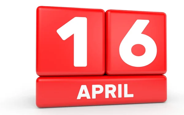 16 aprile. Calendario su sfondo bianco . — Foto Stock