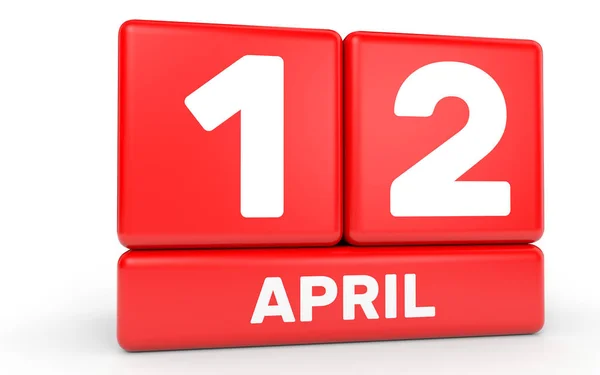 12 апреля. календарь на белом фоне . — стоковое фото