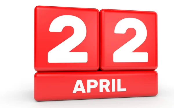 22 aprile. Calendario su sfondo bianco . — Foto Stock