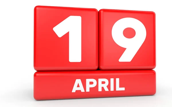 19. April Kalender auf weißem Hintergrund. — Stockfoto