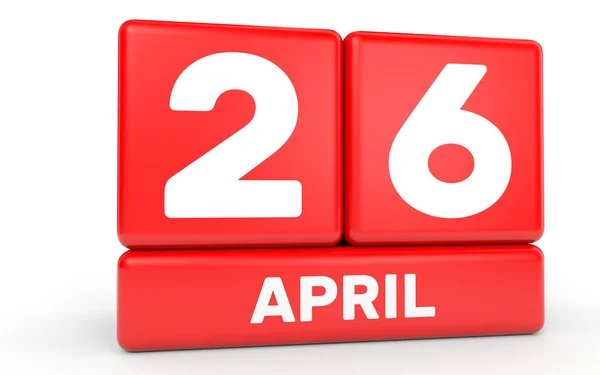 26. April Kalender auf weißem Hintergrund. — Stockfoto