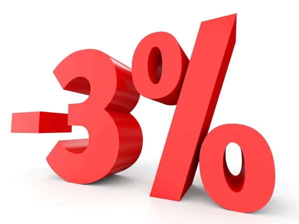 Menos três por cento. Desconto 3% . — Fotografia de Stock