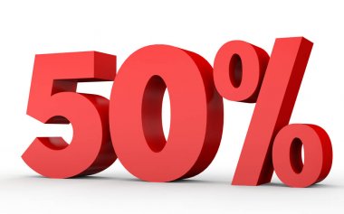 Fifty percent off. Discount 50 %.