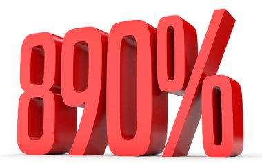 Sekiz yüz doksan yüzde. %890. 3D çizim.