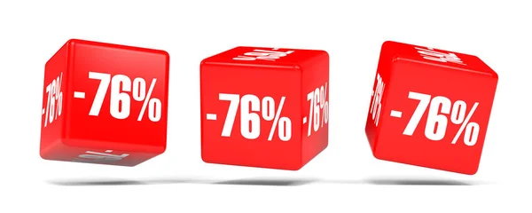 Setenta e seis por cento fora. Desconto de 76%. Cubos vermelhos . — Fotografia de Stock