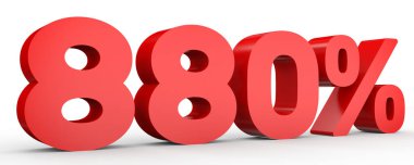 Sekiz yüz seksen yüzde. %880. 3D çizim.