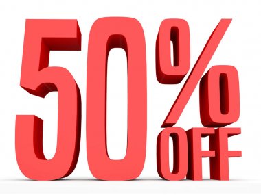 Fifty percent off. Discount 50 %.
