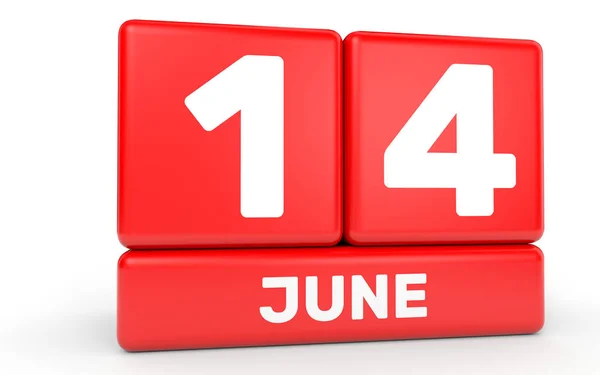 14. Juni Kalender auf weißem Hintergrund. — Stockfoto