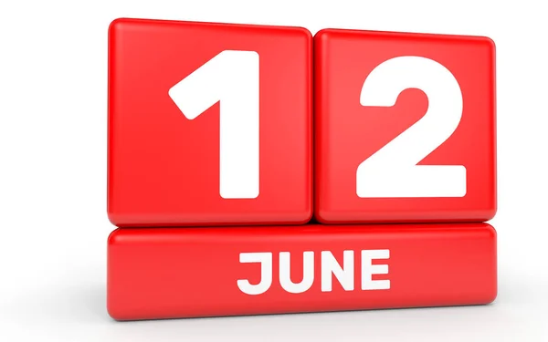 12. Juni Kalender auf weißem Hintergrund. — Stockfoto
