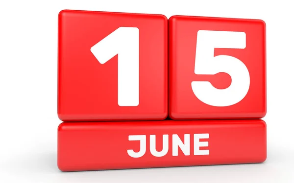 15. Juni Kalender auf weißem Hintergrund. — Stockfoto