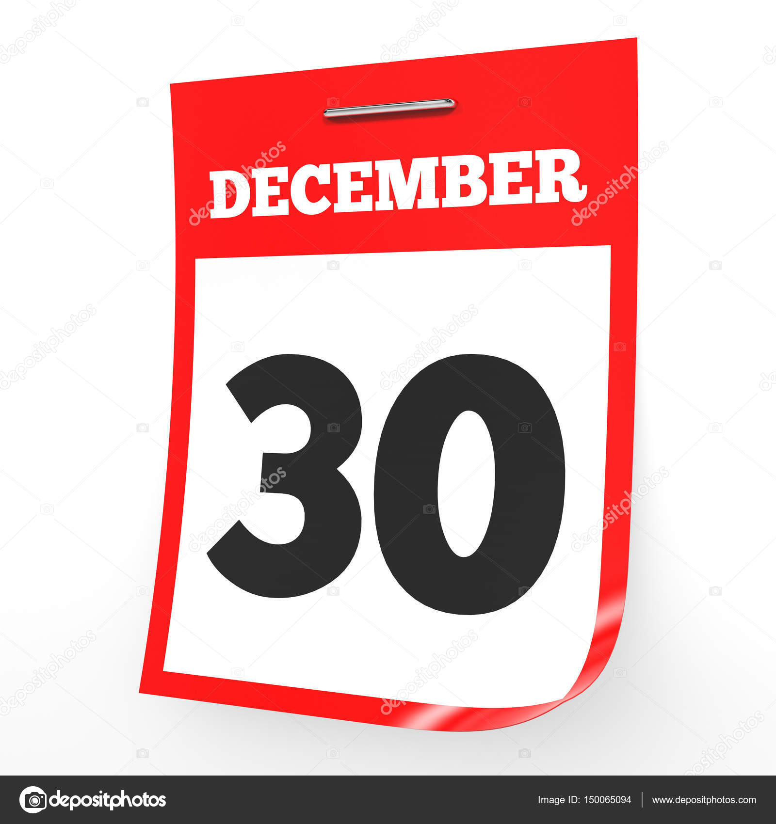 December 30 Calendar On White Background Stock Photo C Icreative3d