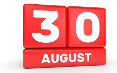30 Ağustos. Beyaz arka plan üzerinde takvim.