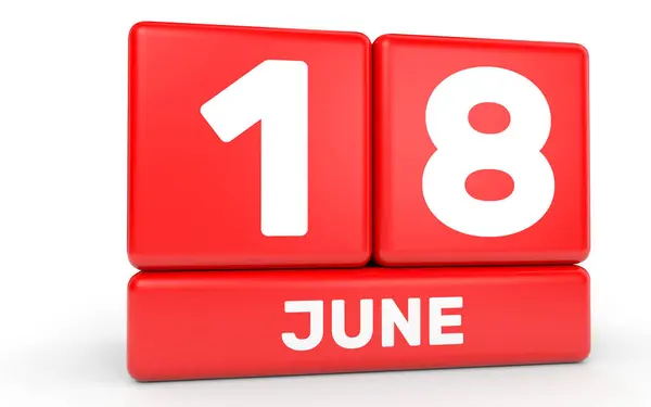 18 de junio. Calendario sobre fondo blanco . —  Fotos de Stock