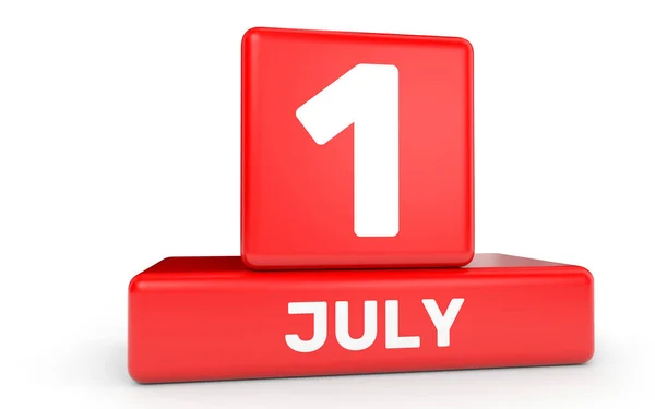 1 lipca. Kalendarz na białym tle. — Zdjęcie stockowe