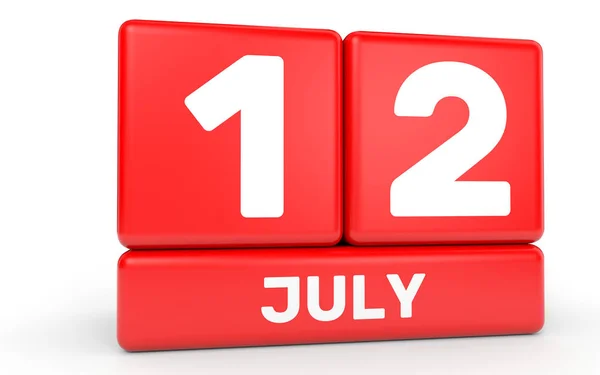 12 de julio. Calendario sobre fondo blanco . —  Fotos de Stock