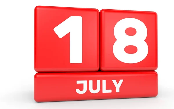 18 Ιουλίου. Ημερολόγιο σε λευκό φόντο. — Φωτογραφία Αρχείου