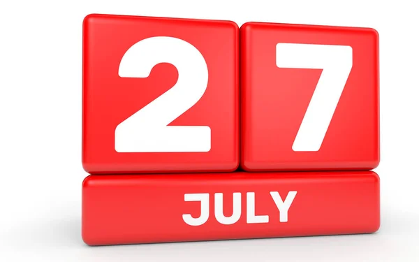 27 de Julho. Calendário sobre fundo branco . — Fotografia de Stock