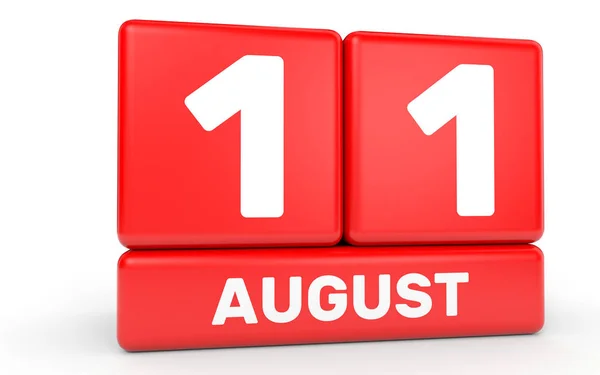 11 agosto. Calendario su sfondo bianco . — Foto Stock