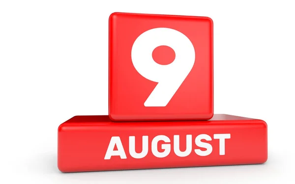 9 серпня. Календар на білому тлі . — стокове фото