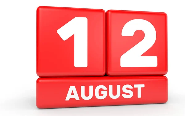 12 agosto. Calendario su sfondo bianco . — Foto Stock