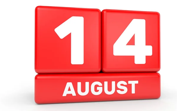 14 agosto. Calendario su sfondo bianco . — Foto Stock