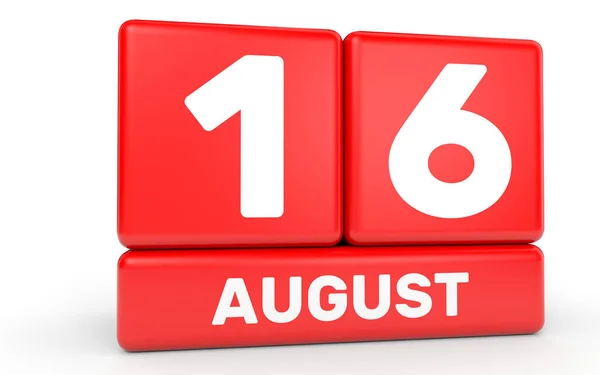 16 de Agosto. Calendário sobre fundo branco . — Fotografia de Stock