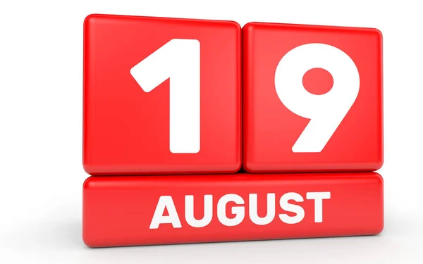 19 августа. календарь на белом фоне . — стоковое фото