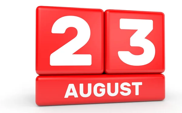 23 серпня. Календар на білому тлі . — стокове фото