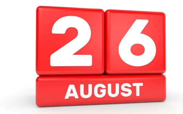 26 серпня. Календар на білому тлі . — стокове фото