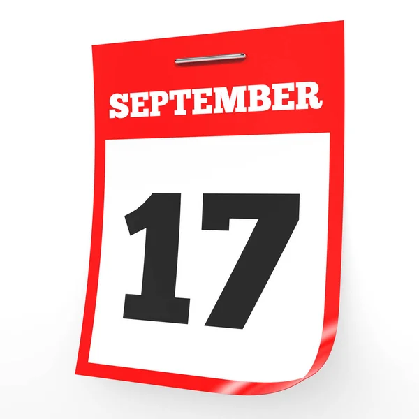 17 de septiembre. Calendario sobre fondo blanco . — Foto de Stock