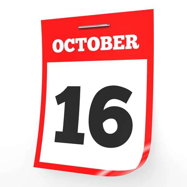 16 de octubre. Calendario sobre fondo blanco . —  Fotos de Stock