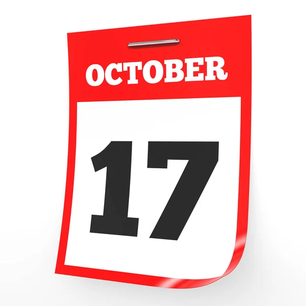 17 de octubre. Calendario sobre fondo blanco . —  Fotos de Stock