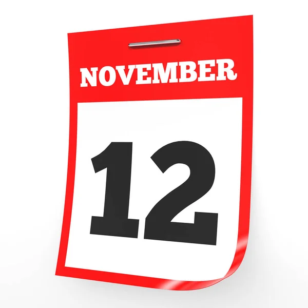 12 de noviembre. Calendario sobre fondo blanco . — Foto de Stock