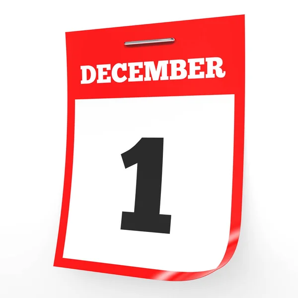 1 dicembre. Calendario su sfondo bianco . — Foto Stock