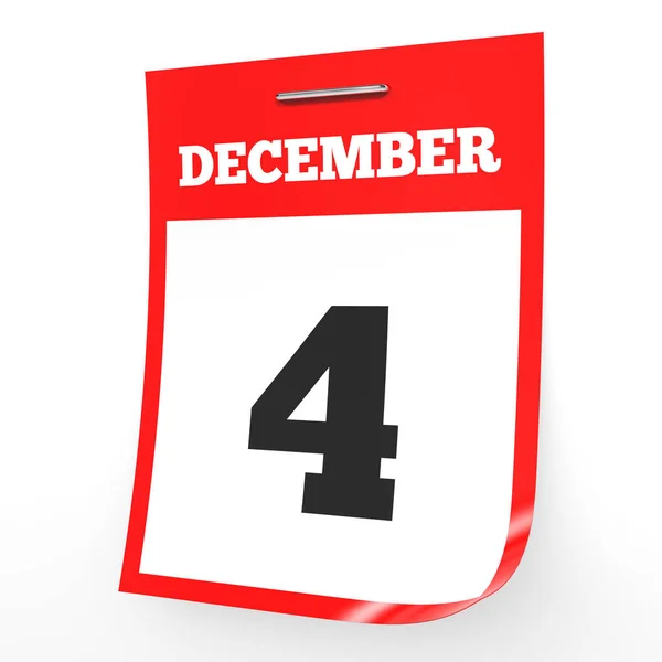 4. Dezember Kalender auf weißem Hintergrund. — Stockfoto