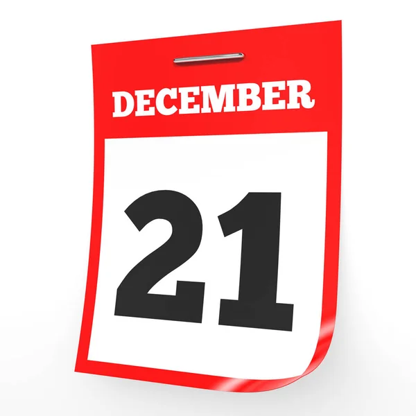21 grudnia. Kalendarz na białym tle. — Zdjęcie stockowe