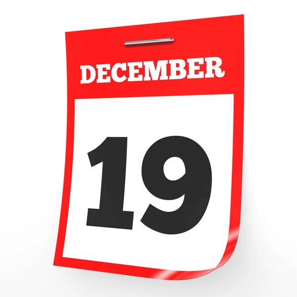 19 грудня. Календар на білому тлі . — стокове фото
