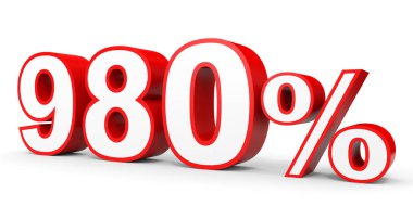 Yüzde dokuz yüz seksen. %980. 3D çizim.