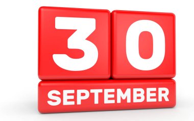 30 Eylül. Beyaz arka plan üzerinde takvim.